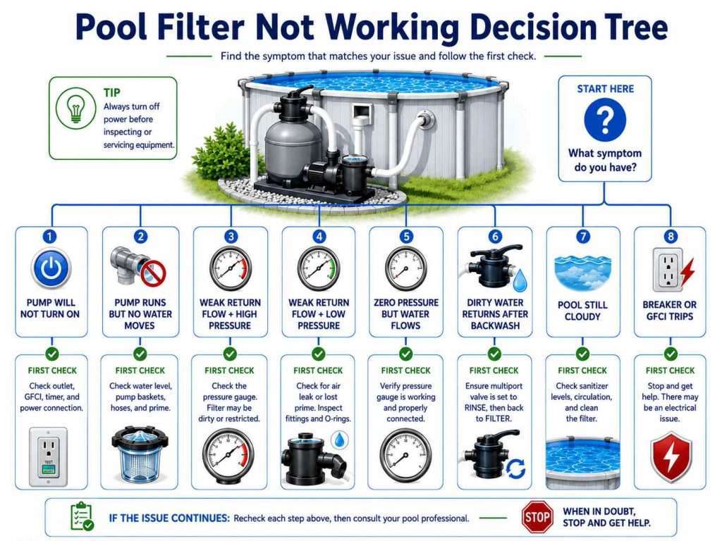 pool filter backwash not working
